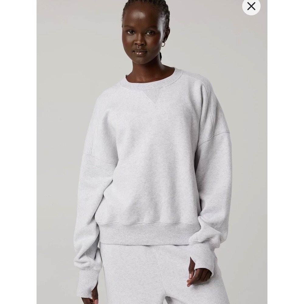 OFFLINE by Aerie Classic Fit Grey Heather Fleece Pullover Sweatshirt Medium
